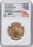 2021 $25 Gold Eagle Type 1/2 oz NGC MS69 Obverse Struck Through Error David Moti